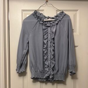 Elegant Grey Ruffled Women's Top